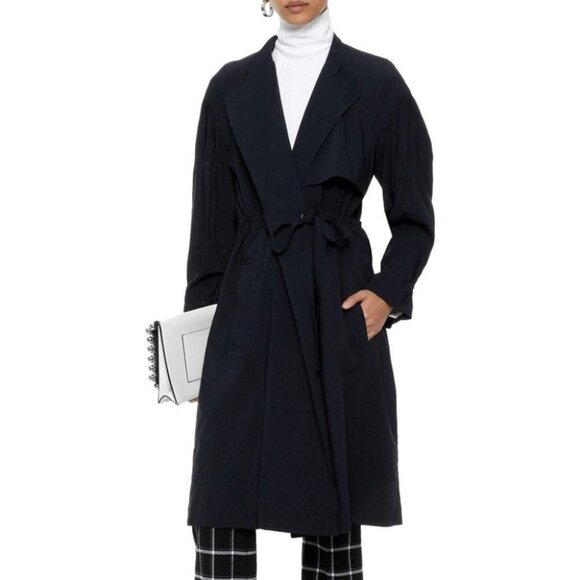 A.L.C.  Bristol Trench wool blend drawstring coat in Midnight navy blue size 10 - Picture 16 of 16